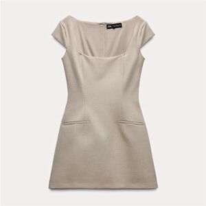 Zara Tailored Mini Dress - Large - Beige - Like New! F24